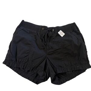 ana a new approach Black Drawstring Shorts Knit Waistband Ruffle Hem Size 6 NWT